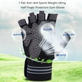 thumbnail image 3 of BOODUN 1 par de guantes de gimnasio antideslizantes para levantamiento de pesas con protección de medio dedo (gris, M), 3 of 8