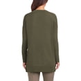 thumbnail image 2 of Matty M Women's V Neck Pullover Sweater with Side Slits (Olive, Small), 2 of 2