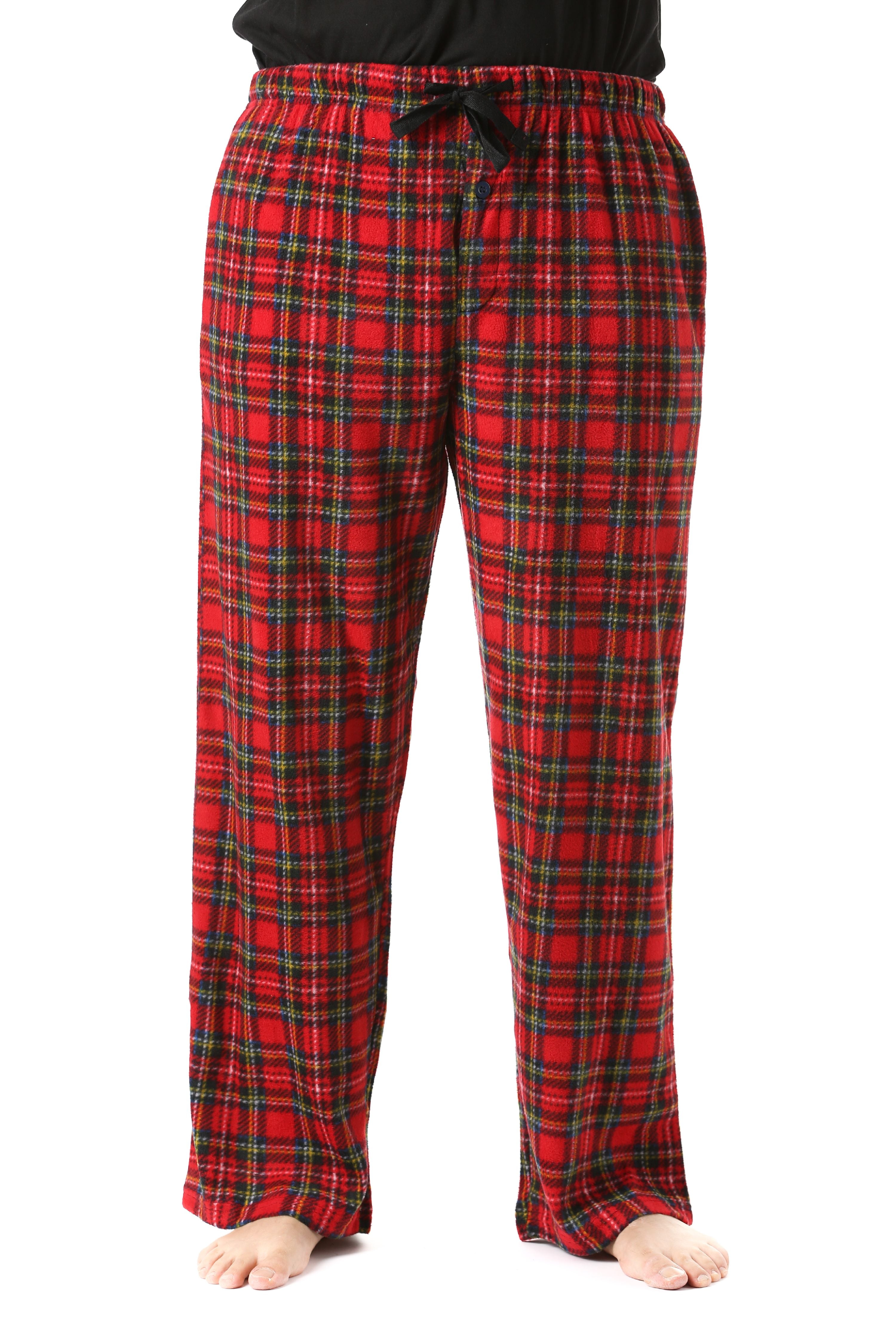 red and black plaid pajama joggers