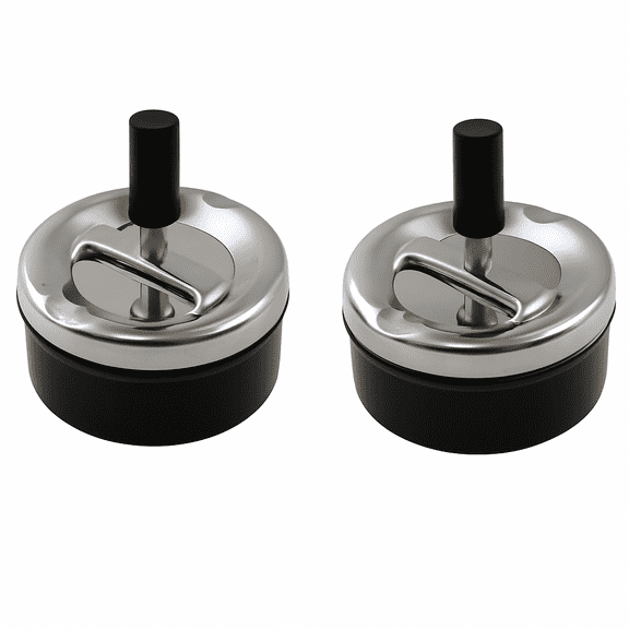2-Pack Push-Down Spinning Ashtray – Metal Press-Lid Cigarette Ash Holder, Black