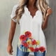 thumbnail image 2 of Tops Para Mujer Blusa Casual Elegante Camisa de Manga Corta Con Cuello en V Y Estampado Causal de Moda Odeerbi ODB164289, 2 of 5