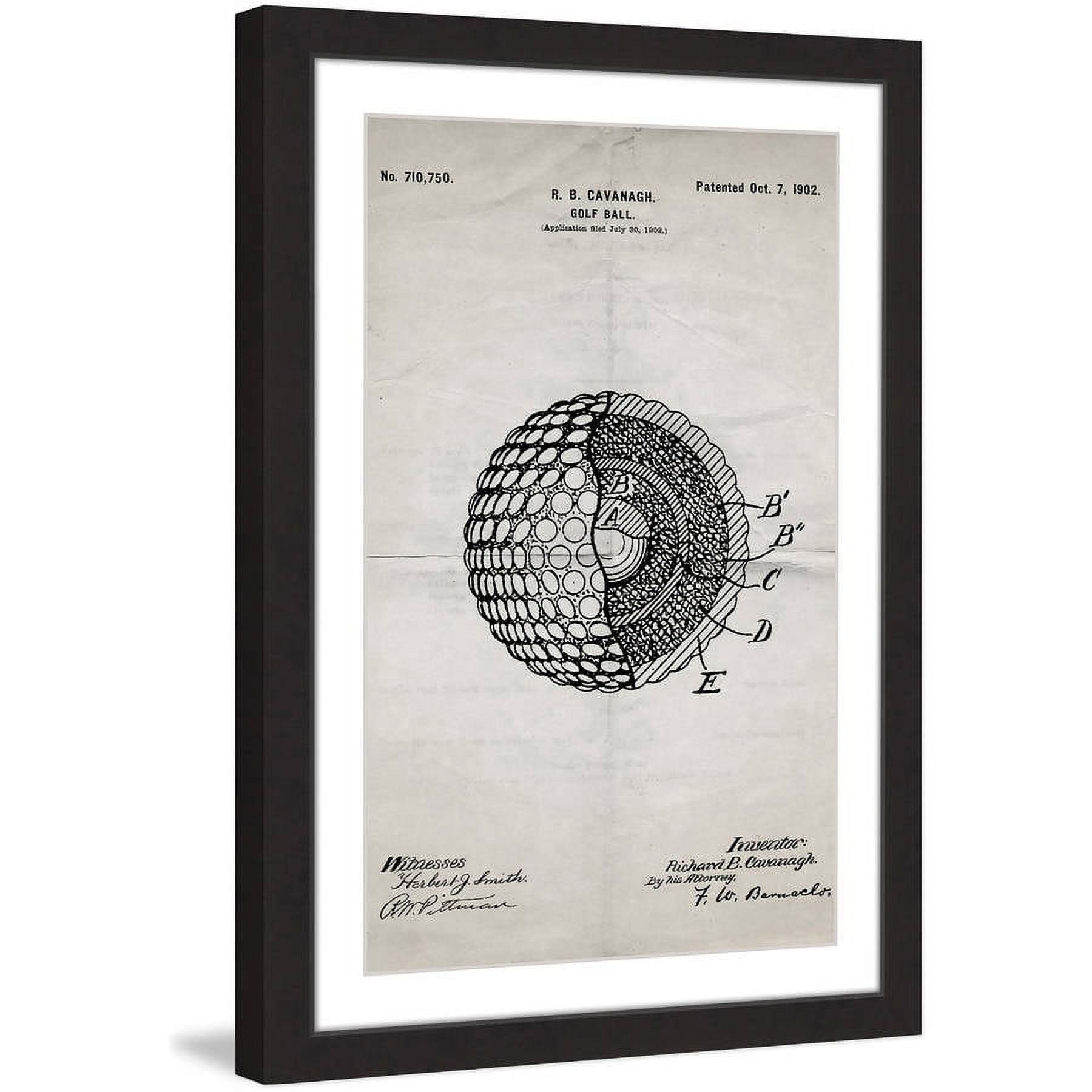 "Golf Ball 1902 Old Paper" Framed Painting Print