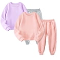 thumbnail image 6 of WOLLED 2Pcs Girls Sweatsuit Outfit Kids Toddler Fleece Sweatpants Sports Two-Piece Suit 1-12Y Baby Autumn Winter Warm Sweater Set, 6 of 9