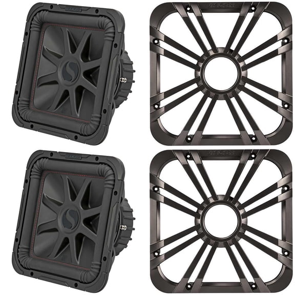 Kicker (2) 45L7R124 L7R 12-Inch (30cm) Subwoofer, Dual Voice Coil, 4-Ohm w/ Charcoal LED Grill Bundle
