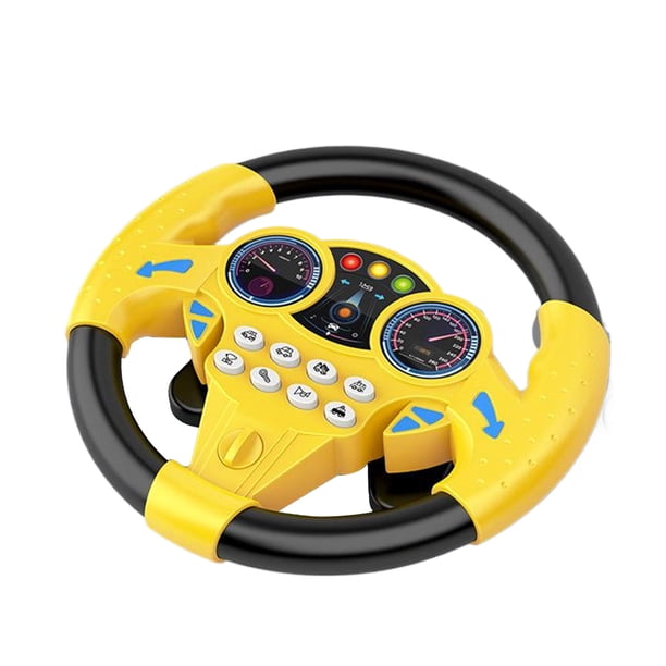 Bewildely ABS volante de conducción juguete de rol con efectos de simulación para niños juguetes de volante Kits de construcción modelo amarillo+negro