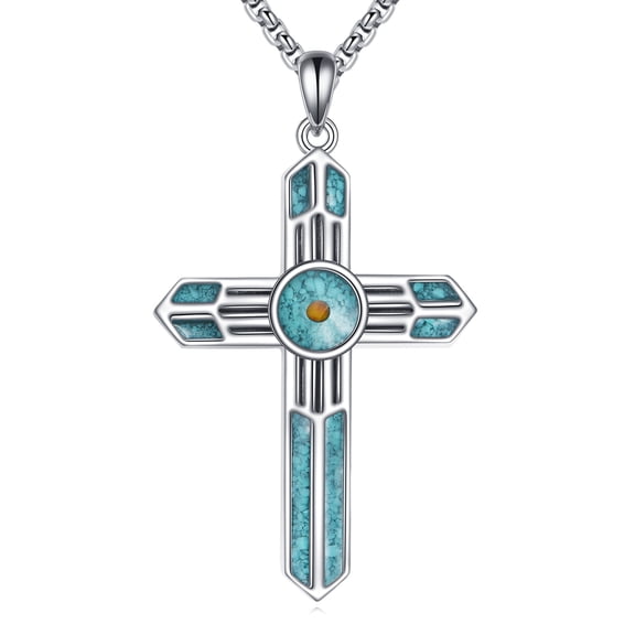 925 Sterling Silver Turquoise Mustard Seed Necklace for Women