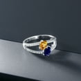 thumbnail image 4 of Gem Stone King 1.51 Ct Oval Yellow Sapphire Blue Sapphire 925 Sterling Silver Ring (Size 8), 4 of 4