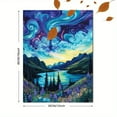 thumbnail image 3 of Whimsical Swirling Sky Mountain Lake Canvas Print Wall Art，Perfect for Living Room，Office， Hallway， and Dining Room Decor., 3 of 8