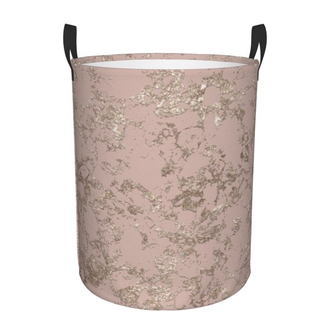 Fotbe Rose Gold Marble Texture Cesto de Ropa con Asas, Cesto Impermeable de Gran Capacidad, Bolsa de Lavado para Dormitorio, Cesto de Ropa con Ruedas y Asas-Medium
