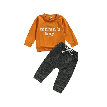 

Calsunbaby Kids Autumn Tracksuit Letters Print Long Sleeves Sweatshirt + Elastic Waist Pants for Little Baby Boys Ginger 6-12 Months