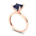 thumbnail image 2 of 1.5 ct Princess Cut Simulated Blue Sapphire Solitaire Engagement Ring for Women in 18K Rose Gold, 2 of 5
