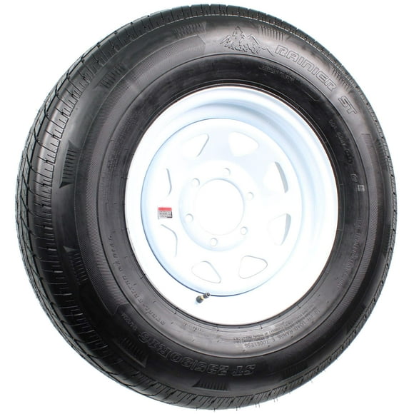 eCustomrim Radial Trailer Tire On White Rim ST235/80R16 Load Range E 6 Lug On 5.5 Spoke Wheel - 6 Year Warranty w/Free Roadside