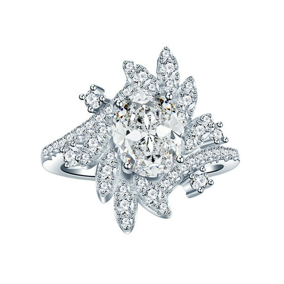 2 Carat Gold Moissanite Rings for Women D Color VVS1 925 Sterling Silver Oval Cut Moissanite Rings Simulated Diamond Wedding Rings Lab Created Diamond Wedding Bands