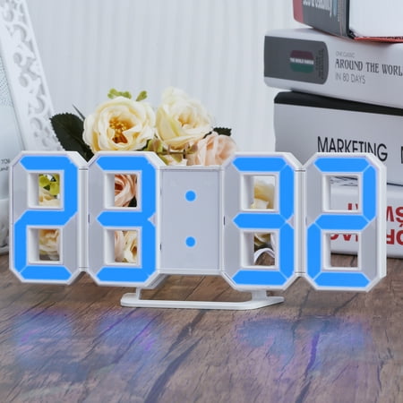 Boudoir Table Clock - Blue LED Backup Digits Clock with 3 levels Brightness Table Wall Clock