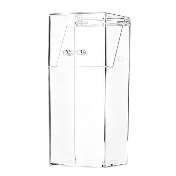 Clear Square Storage Container, 8.8x8.8x21cm Desk Organizer with Lid for Makeup Brushes and Stationery