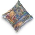 thumbnail image 5 of Town Reflection Velvet Plush Throw Pillow Cushion Case Cover - 20" x 20" - Invisible Zipper Home Decor Floral for Couch Sofa No Pillow Insert, 5 of 5