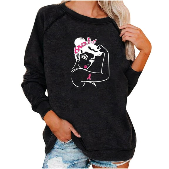 Viikei Hoodies for Women Plus Size Sweatshirt for Women Women Casual Long Sleeve Round Neck Tops Loose Shirts Blouse Print Sweatshirt