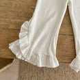 thumbnail image 4 of ZHOGXU Toddler Kids Girls Leggings Elastic Waist Solid Color Ruffle Summer Comfortable Lightweight Slim Fit Pants Trousers For Casual Daily Wear,White,4-5 Years, 4 of 4