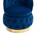 thumbnail image 5 of 360 ° Swivel Cuddle Barrel Accent Chairs with Storage, Round Armchairs with Upholstered & Gold Metal Base, Velvet Fabric Chair for Living Room, Bedroom & Office, Navy, 5 of 7