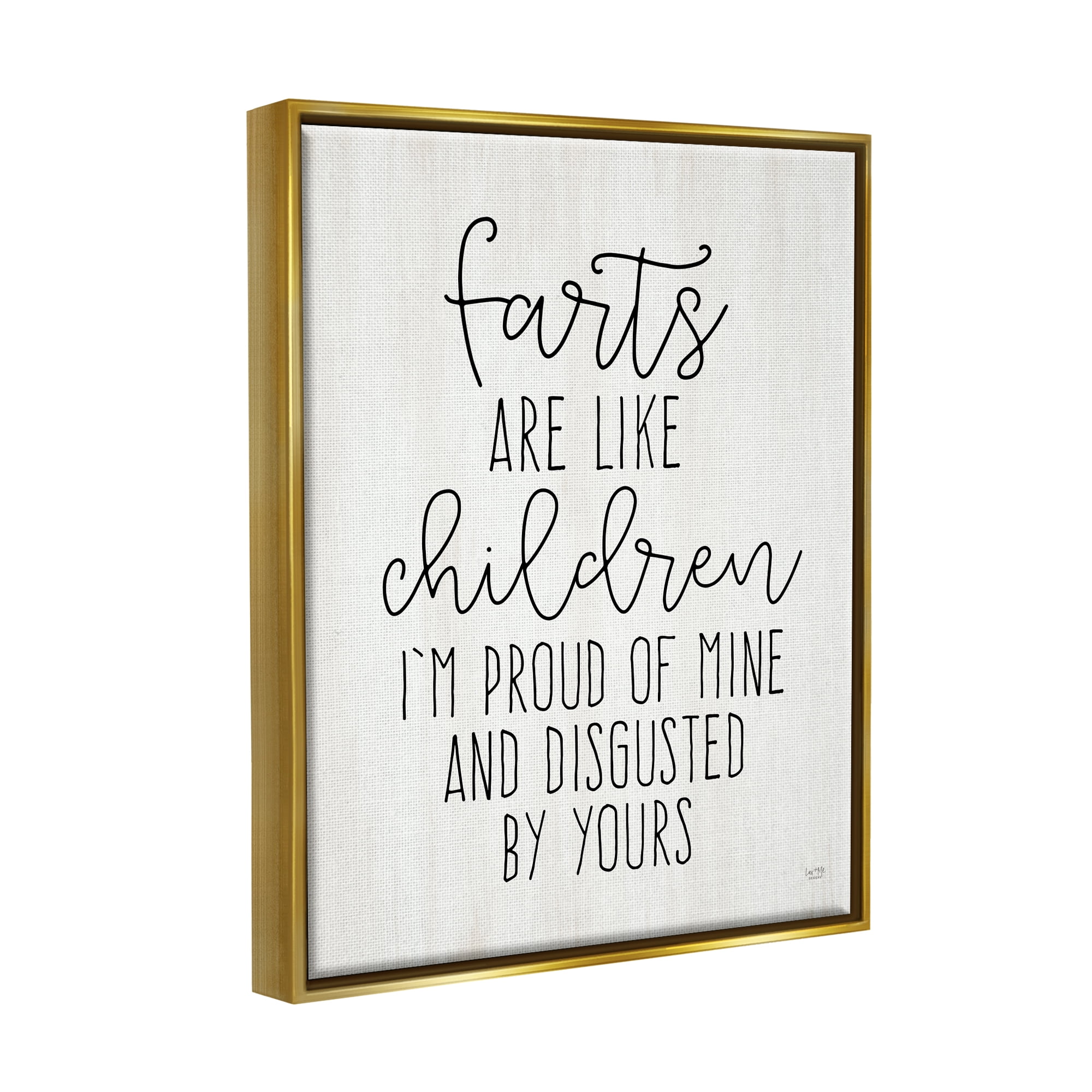 Stupell Farts Like Children Funny Bathroom Typography Painting Gold Floater Framed Art Print Wall Art
