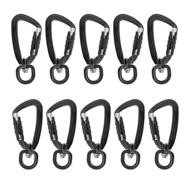 10 Pack Mosquetón Clip Giratorio Gancho Llavero De Aluminio Bloqueo Mosquetones Duraderos Para Acampar Al Tornillo De Bloqueo