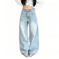 thumbnail image 3 of Mrmall Blue Sparkly Rhinestone Wide‑Leg Jeans for Women Loose Fit Y2K Denim Pants, 3 of 6