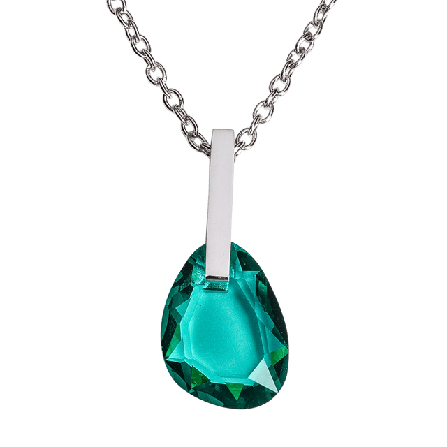 Collar Mujer con Dije de Cristales LuckyLy Cadena Acero Inoxidable Modelo Amber Verde UNITALLA