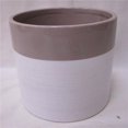 thumbnail image 1 of White with Brown Border Planter, 1 of 1