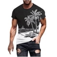 thumbnail image 1 of Camisetas de Manga Larga para Hombres Imprimir Fallow Cuello Redondo Camiseta, Moda Casual Manga Corta Mezcla de Algodón/Lino, 1 of 9
