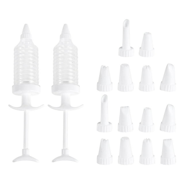 GOOHOCHY Juego de 16 jeringas para repostería, prensa para galletas, máquina para hacer galletas, agarre cómodo, crema para decorar postres, suministros con boquillas para glaseado (patrón aleatorio)