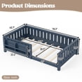 thumbnail image 6 of Bellemave Twin Size Floor Bed with Bookshelf, Wood Montessori Beds with Slats and Safety Guardrail, Low Profile Twin Bed Frame with Fence, No Box Spring Needed (Blue), 6 of 9