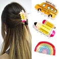 thumbnail image 1 of Ganfancp 3 Pcs Pencil School Bus And Rainbows Hair Claw Clips Back To Schools Teacher Hair Clips Cute Hair Jaw Barrettes For Women Teachers Appreciation Gift Ofertas Del Día 3 Pinzas para El Pelo, 1 of 7