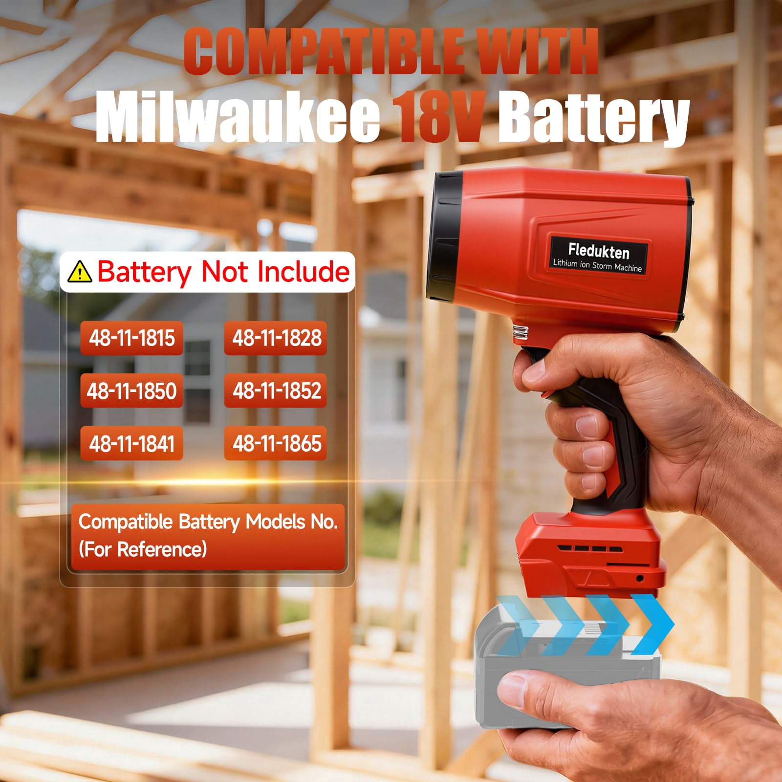 Cordless Leaf Blower Compatible with Milwaukee 18V Battery, 800,000 RPM Brushless Turbo Jet Blower, Lightweight Handheld Dust Blower for Patio, Lawn & Garage (Tool Only)