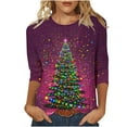 thumbnail image 2 of Xdegoge Women Christmas Top 3/4 Sleeve Vintage Vacation Shirts Holiday Casual Winter Tops Plus Size Xmas Trees Bright Funny Blouse Party Trendy Crew Neck Shirt 2025, 2 of 5