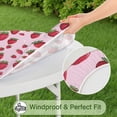 thumbnail image 5 of Strawberry Plants Fruit Dot Pink Pattern Round Fitted Tablecloth with Elastic Edge,Dining Table Cover Waterproof,Outdoor Round Tablecloth for Camping,Dining,Indoor and Outdoor, 5 of 7