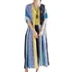 thumbnail image 5 of Las mujeres más el tamaño del vestido de la raya del punto de impresión multi color largo vestido ma Meterk Vestido, 5 of 7