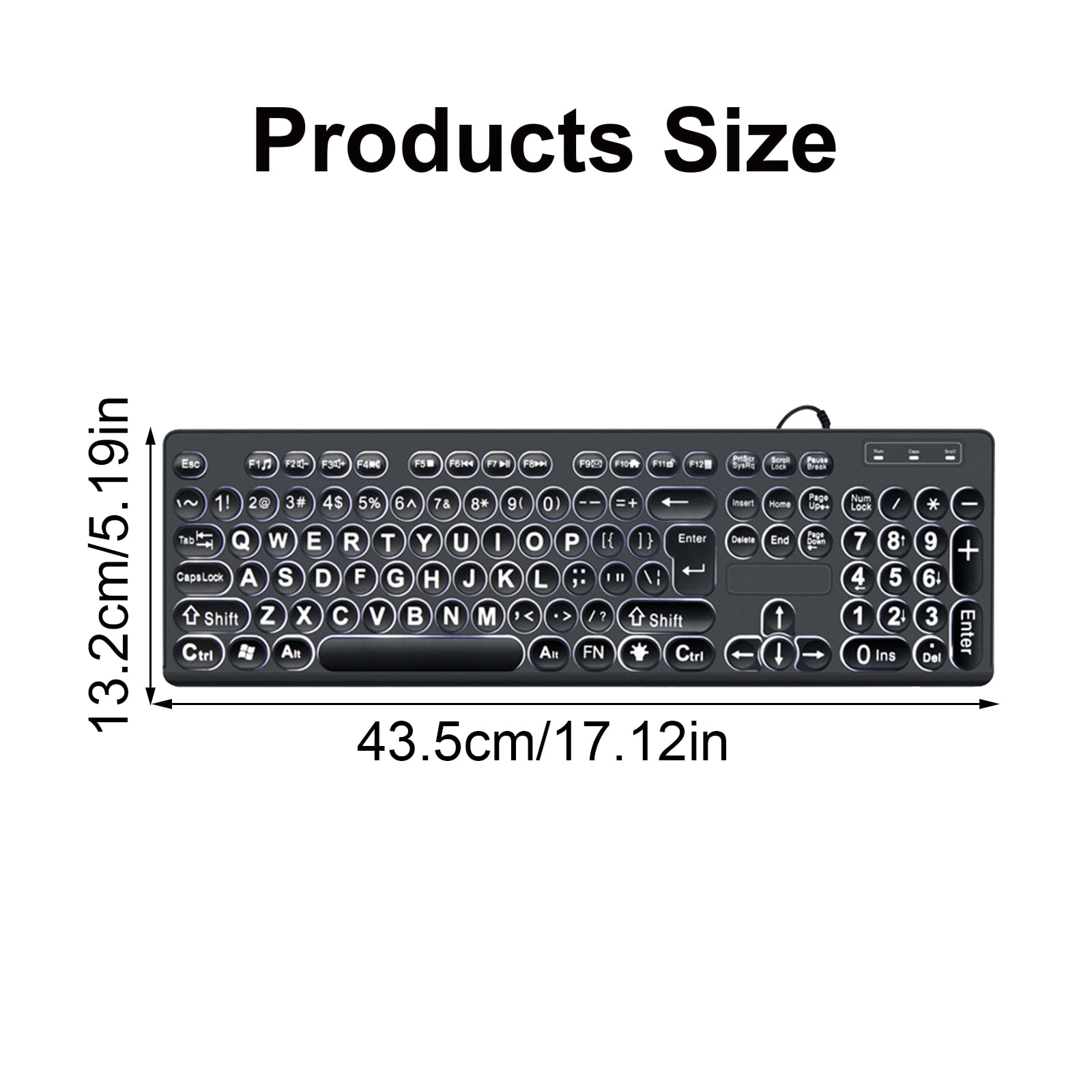 Large Font Print USB LED Backlit Keyboards 104Keys Full Size Computer Keyboards for Senior and Low for Individual