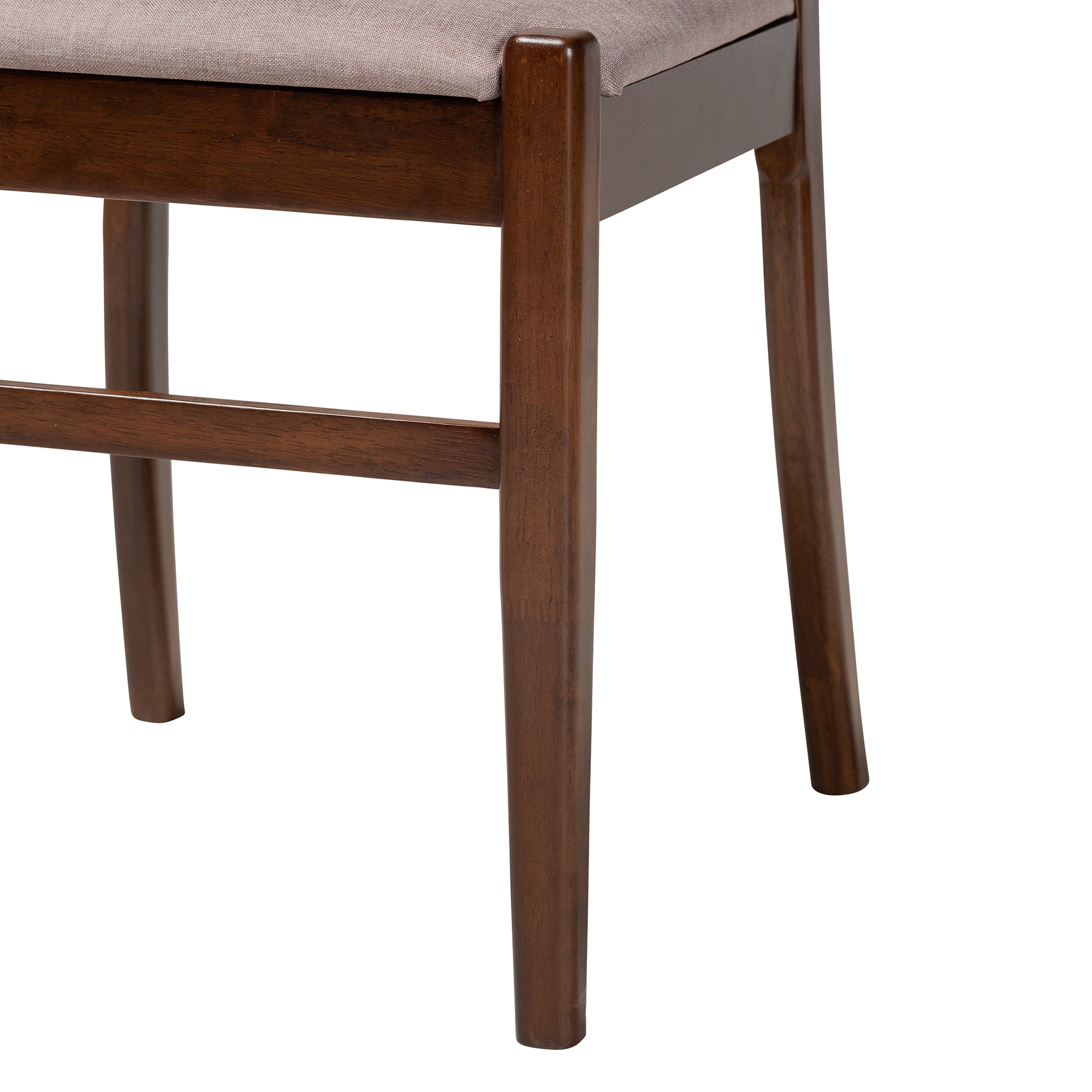 Baxton Studio Delphina Mid-Century Modern Warm Grey Fabric and Dark Brown Finished Wood 2-Piece Dining Chair Set
