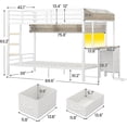 thumbnail image 3 of AOGLLATI Twin Over Twin Bunk Beds with Bedside Storage & LED Lights for Teens Loft Bed with Desk and Storage Drawers White, 3 of 14