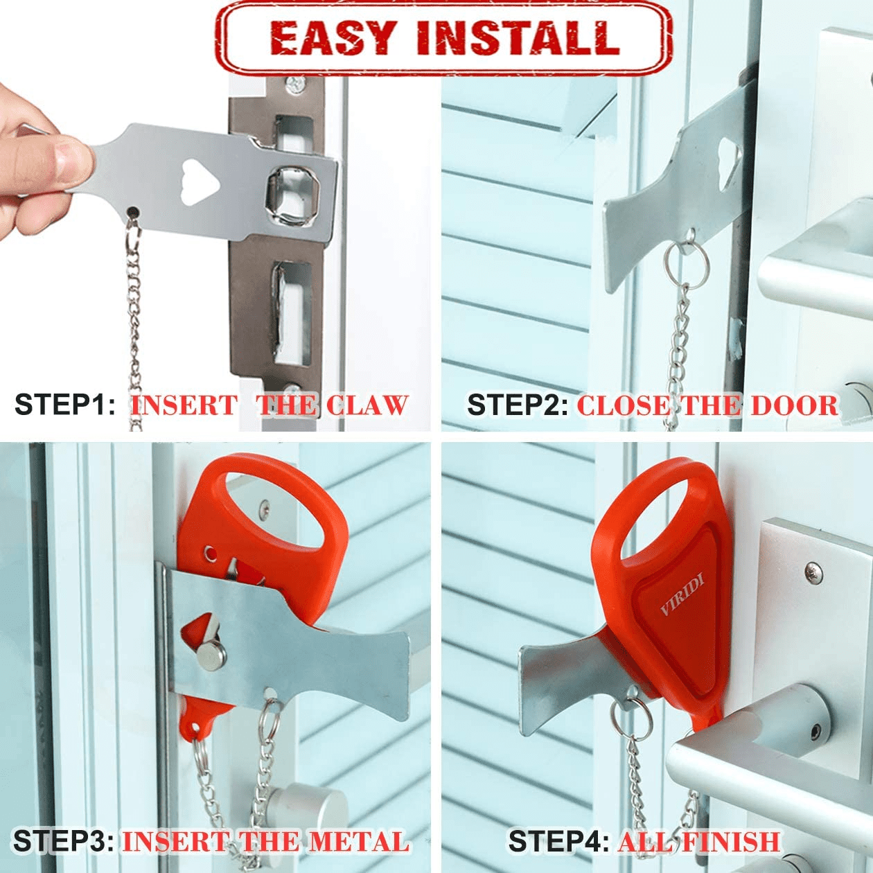 Addalock The Original Portable Door Lock for Travel & Home Security,  Durable 1-Piece Door Latch Lock for Houses, Apartments, Hotels, Motels,  Dorms & AirBnBs - Lock the Door & Stay at Home