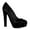 Black, variant on Women Block Heels Satin Evening Pumps Round Toe Thick Platform Shoes for Events Weddings Size 9 White