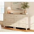 thumbnail image 2 of WAMPAT Dresser with 6 Drawers for Bedroom, 2-in-1 Wooden Wide Chest of Drawers, Modern Closet Storage Organizer with Solid Wood Legs for Living Room, Hallway, Nursery, 70.8x15.4x32.4, Biscotti, 2 of 8