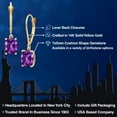 thumbnail image 2 of Gem Stone King 14K Yellow Gold Purple Amethyst Earrings for Women | 1.80 Cttw | Gemstone February Birthstone | Cushion 7X5MM, 2 of 6