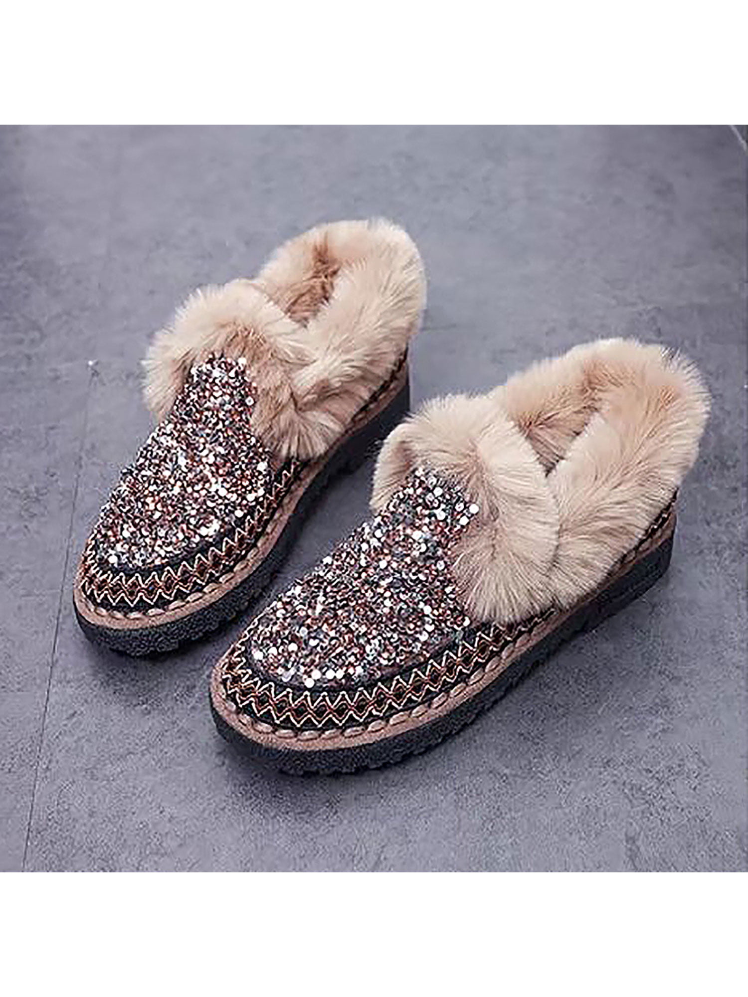 New Women's Moccasin Flats Warm Soft Fur Lined Bow Stitch Loafer Slipper Shoes 