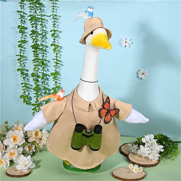 Sruoe Porch Goose Outfits, 23 Inch Porch Goose Clothes, Goose Clothes Dress, Duck Sculpture Clothes for Lawn Statue Cement Statue Yard Patio Party Decoration