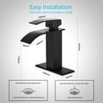 thumbnail image 5 of Wovier Matte Black Waterfall Bathroom Sink Faucet with Supply Hose,Single Handle Single Hole Lavatory Faucet,Basin Mixer Tap Commercial, 5 of 6