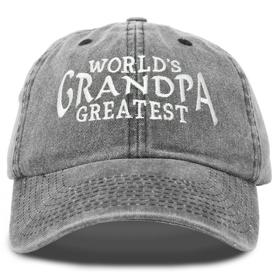 DALIX Worlds Greatest Grandpa Hat Vintage Cap Gift Washed Cotton in Washed Denim Black