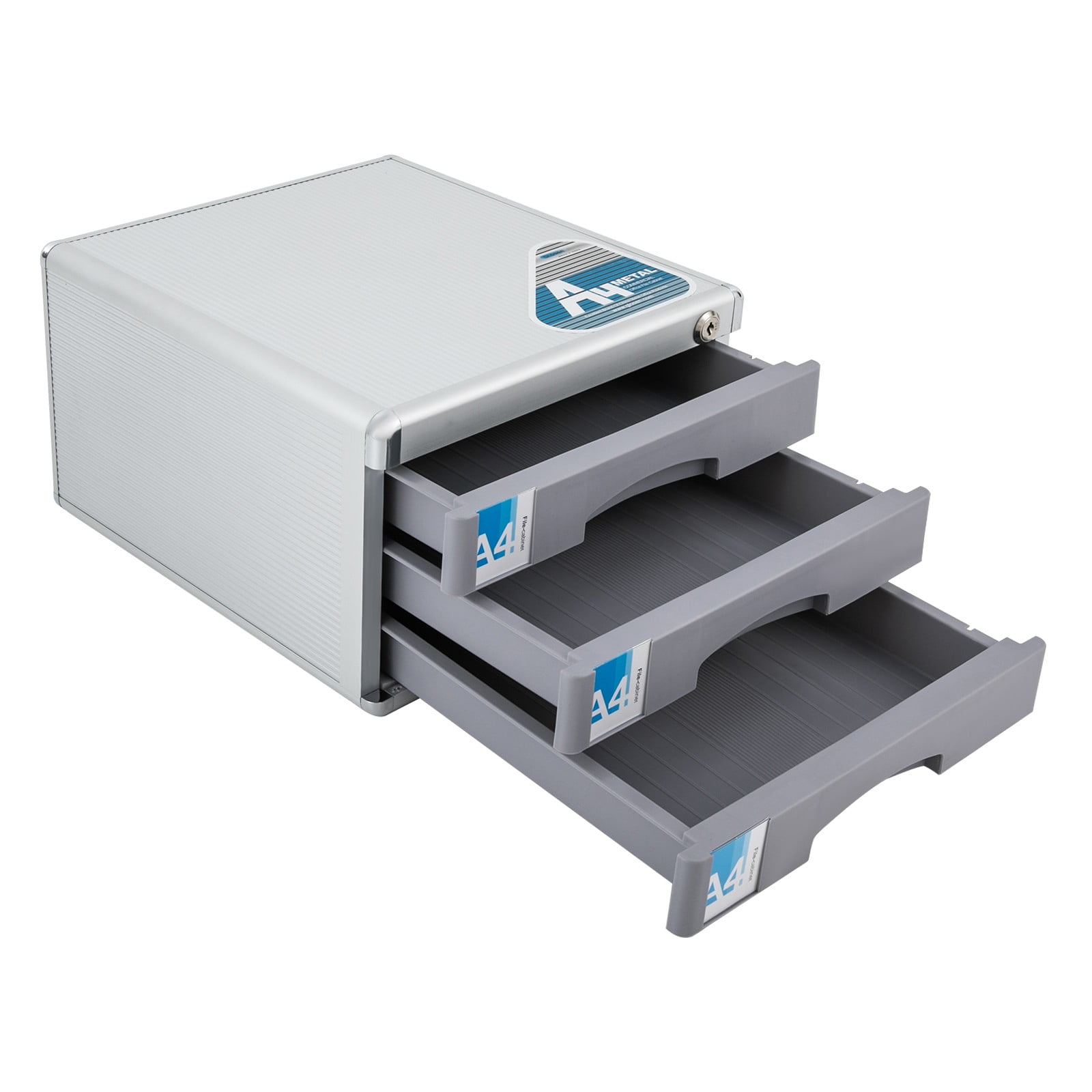 ToppiJoy 3 Tiers Drawer File Cabinet, Lockable Drawer Organizer ,Aluminum Alloy File Organizer for Homes,Offices, Hospitals, Schools 11.8*14*8in