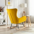 thumbnail image 4 of Rocking Chair Nursery, Velvet Fabric Rocking Chair with Padded Seat Cushion and High Backrest, Comfy Accent Glider Chair, Modern Small Rocking Chair for Nursery, Living Room, Bedroom, Yellow, 4 of 8