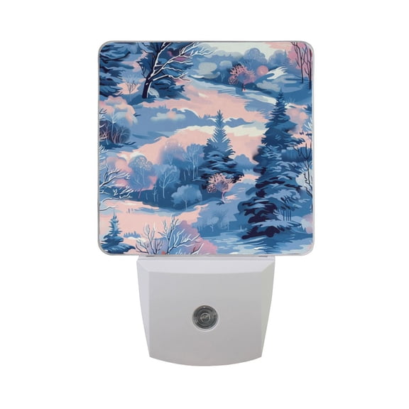 Tree in Snow Night Light 2 Pack LED Nightlight Plug into Wall Dusk to Dawn Sensor Soft White